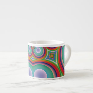 Tasse Expresso Art Abstrait Optique Psychédélique Arc-en-Ciel