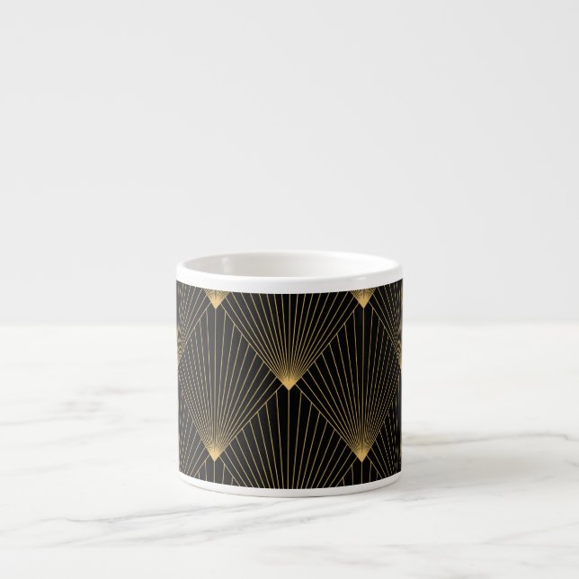 Tasse Expresso Art Déco : L'élégance de l'or noir. (Devant)