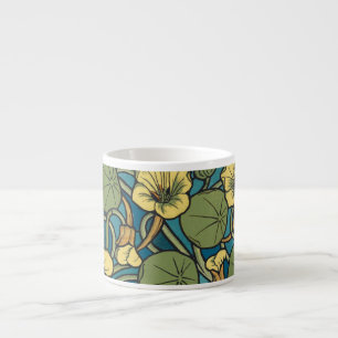 Tasse Expresso Art Nouveau Nasturtium Bleu Or floral Verneuil
