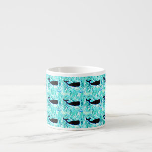 Tasse Expresso baleines noires sous l'eau