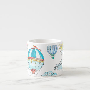 Tasse Expresso Ballons vintages : Aquarelle Whimsical sans joint.