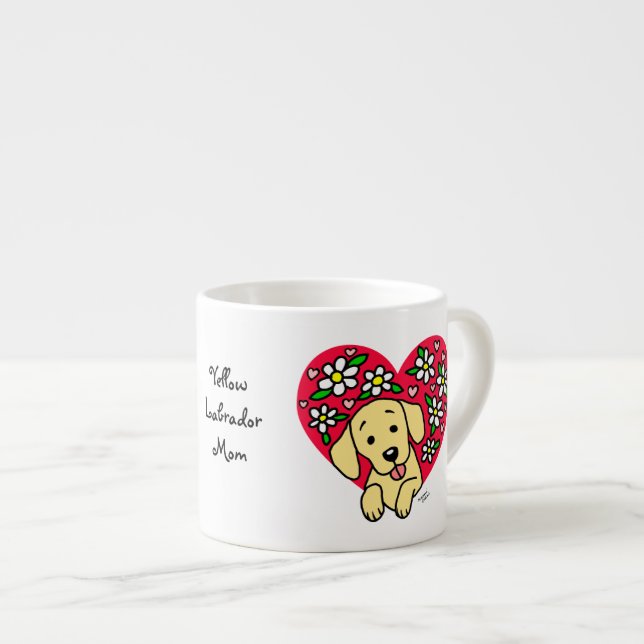Tasse Expresso Bande dessinée florale personnalisée de coeur de (Devant droit)