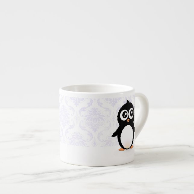 Tasse Expresso Bande dessinée mignonne de pingouin (Devant droit)