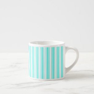 Tasse Expresso Bandes de bonbons turquoise et blanche