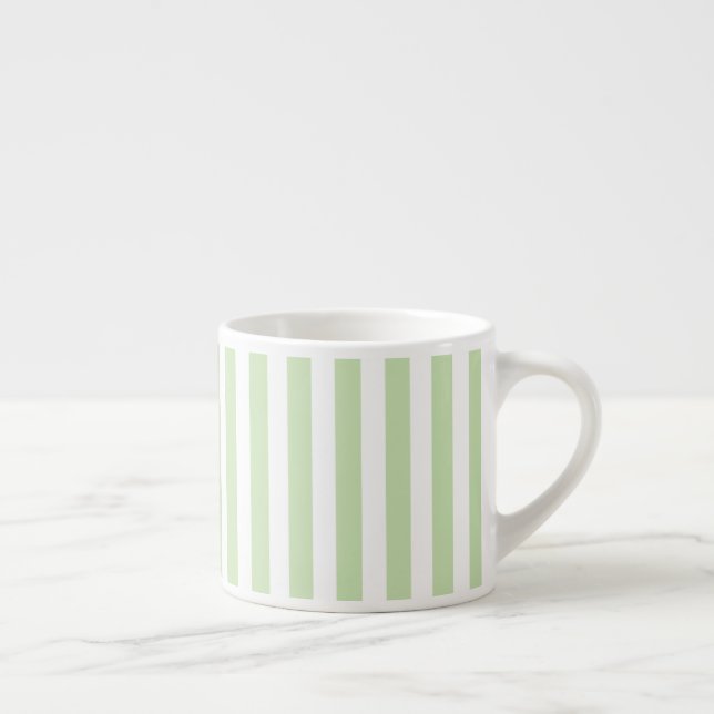 Tasse Expresso Bandes de bonbons vert pâle et blanc (Droite)