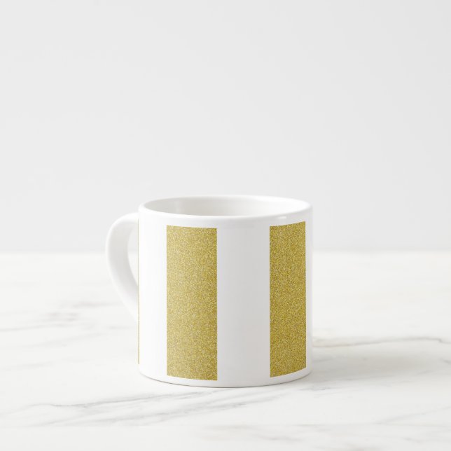 Tasse Expresso Bandes d'or, Blancs, Motif rayé (Devant gauche)