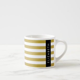 Tasse Expresso Bandes d'or, Motif rayé, Lignes, Votre Nom