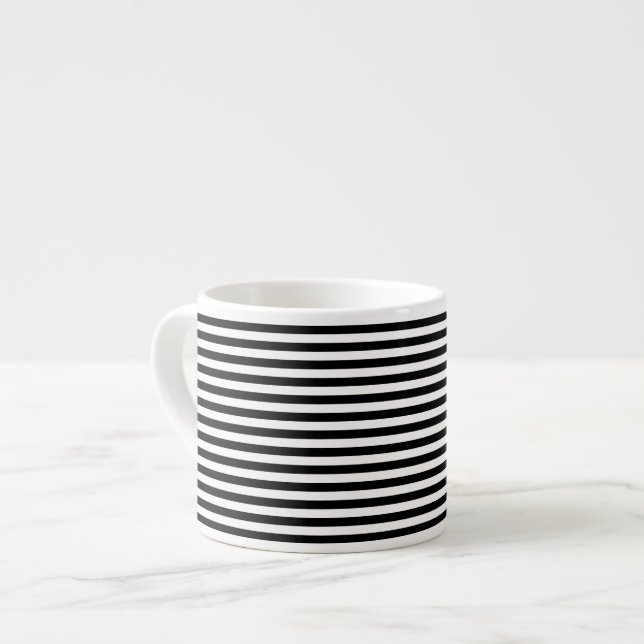 Tasse Expresso Bandes horizontales noires et blanches (Devant gauche)