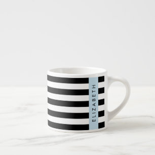 Tasse Expresso Bandes noires et blanches, Gravées, Lignes, Votre 