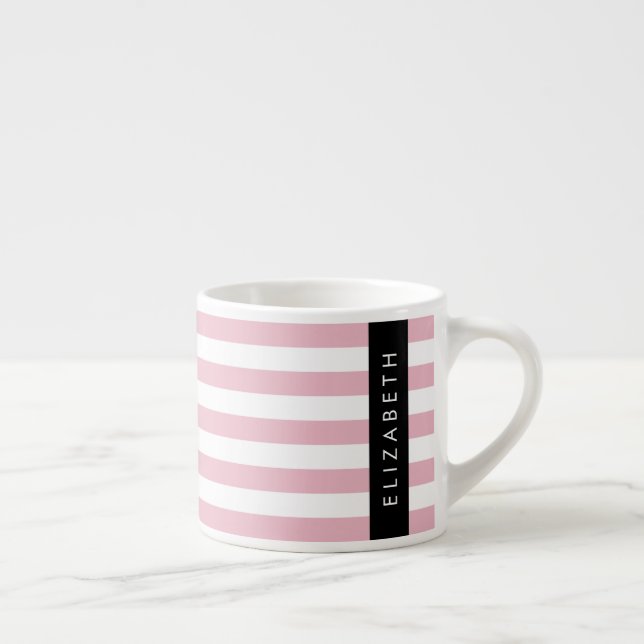 Tasse Expresso Bandes Roses, Motif Gratté, Lignes, Votre Nom (Droite)