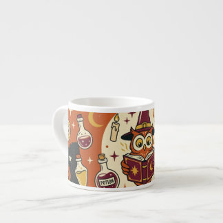 Tasse Expresso Bannière de Hibou Magicien Enchanté