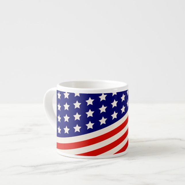 Tasse Expresso Bannière étoilée blanche et bleue rouge de drapeau (Devant gauche)