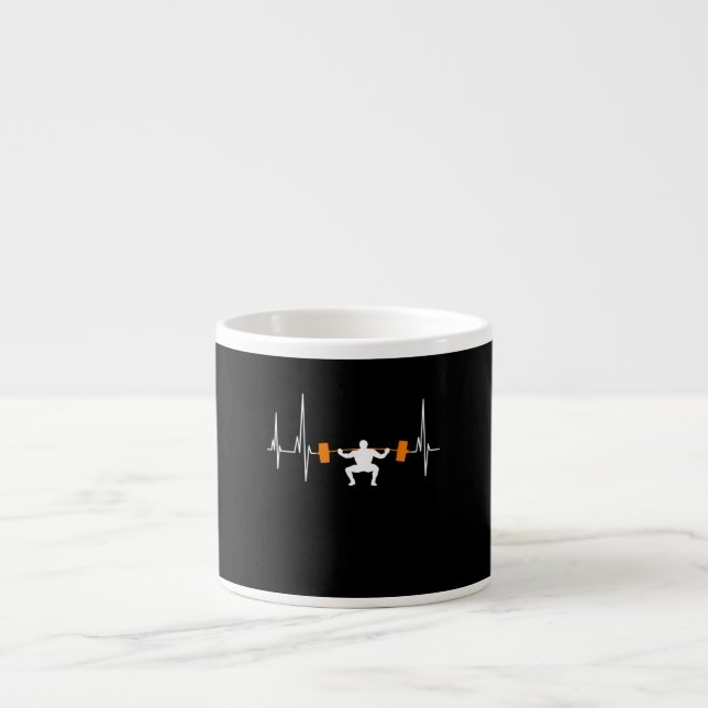 Tasse Expresso Barbell Weightlifting Heartbeat Bodybuilding (Devant)