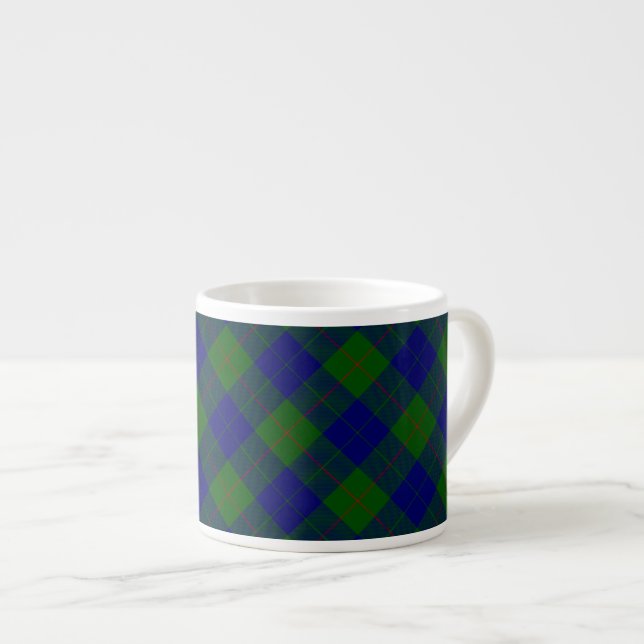Tasse Expresso Barclay tartan bleu vert plaid (Devant droit)
