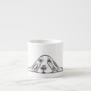 Tasse Expresso basset hound noir blanc yeux de chiot simple 