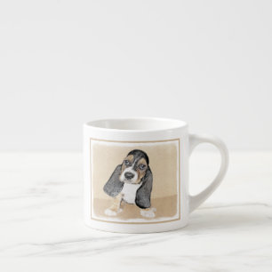 Tasse Expresso Basset Hound Peinture Chiot - Art Chien original