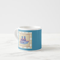 Bateau à vapeur avec hélice et cheminées bleues