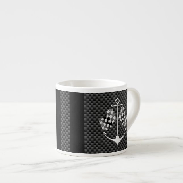 Tasse Expresso Bateau de course nautique en fibre de carbone déco (Devant droit)