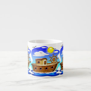 Tasse Expresso Bateau de pêche dessin animé 