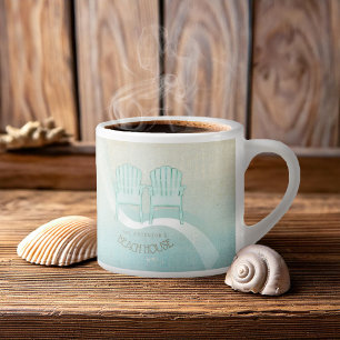 Tasse Expresso Beach House Adirondack Chaises Aqua Blue ID623