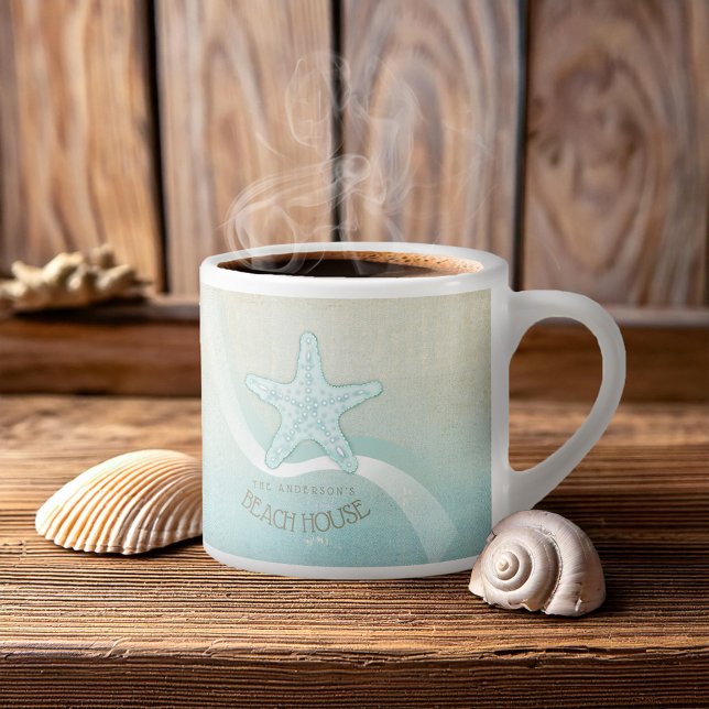 Tasse Expresso Beach House Nautical Starfish Aqua Blue ID623 (Créateur téléchargé)