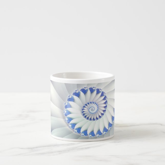 Tasse Expresso Beau Bleu & Blanc Mer Shell Art Fractal fin (Devant)