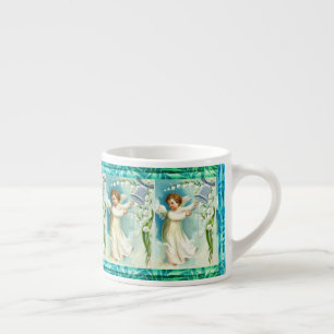Tasse Expresso Bébé Ange Avec Cloche Bleue