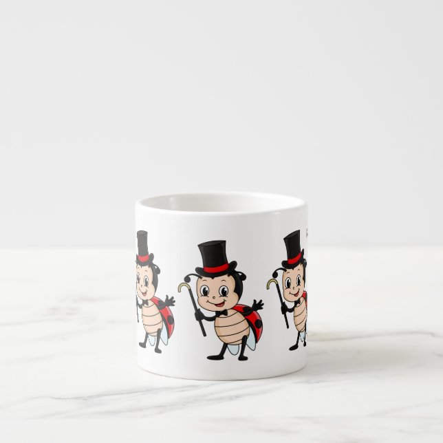 Tasse Expresso Bébé mignon avec chapeau et dessin animé de cravat (Devant)