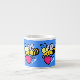 Tasse Expresso Belle abeille drôle avec dessin animé du coeur