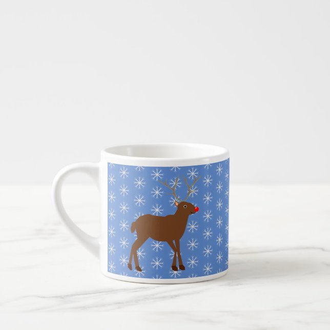Tasse Expresso Belle renne de Noël avec nez rouge (Gauche)