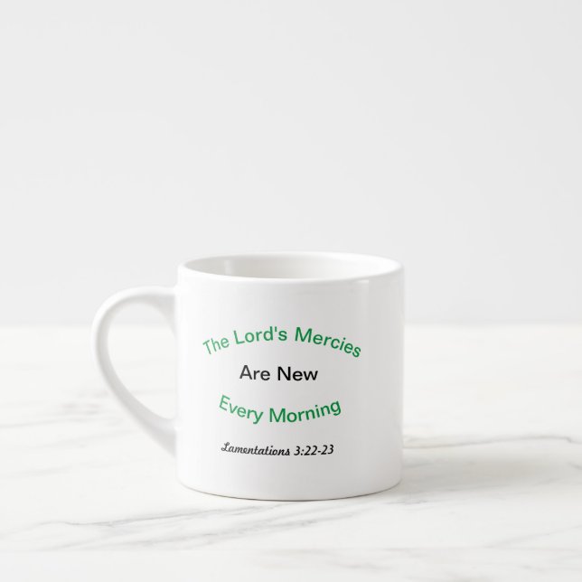 Tasse Expresso Bible Verse Espresso Mug Lamentations 3:22-23 (Gauche)