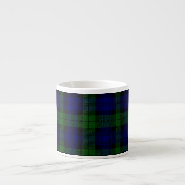 Tasse Expresso Black Watch Tartan bleu vert Plaid (Devant)