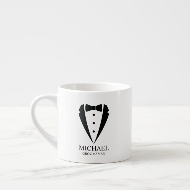 Tasse Expresso Black Wedding Tuxedo Suit Personalized Groomsmen (Gauche)