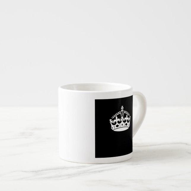 Tasse Expresso Blanc Garder la couronne calme sur le noir (Devant droit)