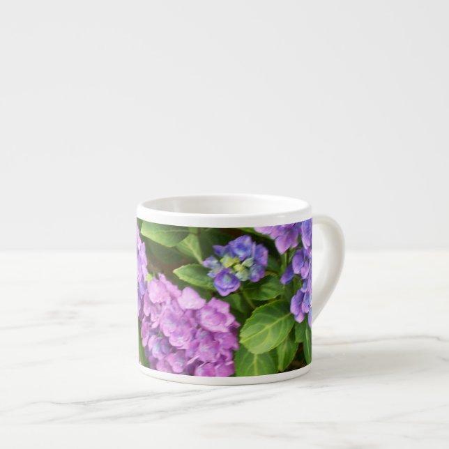 Tasse Expresso Bleu et rose Hydrangea Espresso Mug (Devant droit)