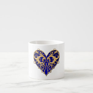 Tasse Expresso Bleu Filigree Coeur Mug