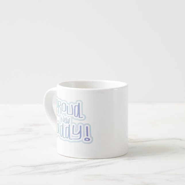 Tasse Expresso Bleu Texte Fier Nouveau Daddy Cadeaux (Devant gauche)