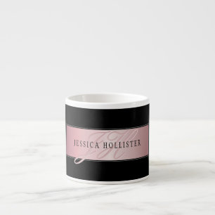 Tasse Expresso Blush Élégant Faux Or Rose Nom & Initiales