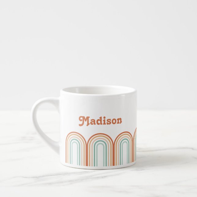 Tasse Expresso Boho Bohemian Pastel Rainbow Mauve Arrière - plan (Gauche)