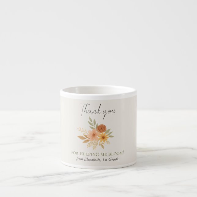 Tasse Expresso Boho Floral Aquarelle Enseignant Merci (Devant)