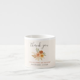 Tasse Expresso Boho Floral Aquarelle Enseignant Merci