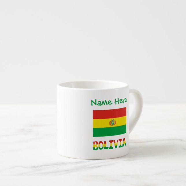 Tasse Expresso Bolivie Drapeau vert Personnalisé (Devant droit)