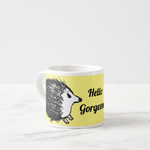 Tasse Expresso Bonjour Magnifique. Joli dessin de hérisson dessi