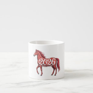 Tasse Expresso Bonne année 2026 Cheval Rouge Chinois