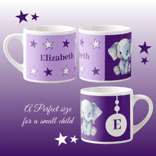 Tasse Expresso Bouge d'éléphant pour enfants nom personnalisé vio