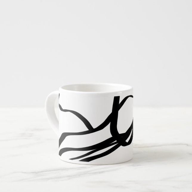 Tasse Expresso Bouquet Blanc : Abstrait blanc & noir (Devant gauche)