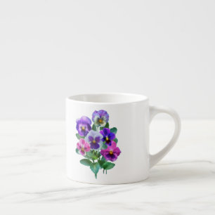 Tasse Expresso Bouquet de Violets Pansy Flower