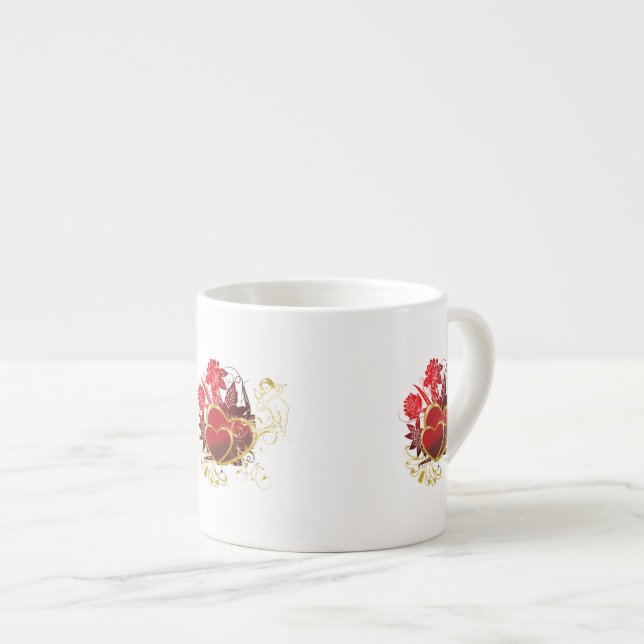 Tasse Expresso Bouquet Deux Coeurs (Devant droit)