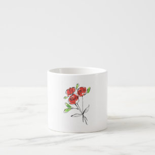 Tasse Expresso Bouquet Trois Roses Rouges  