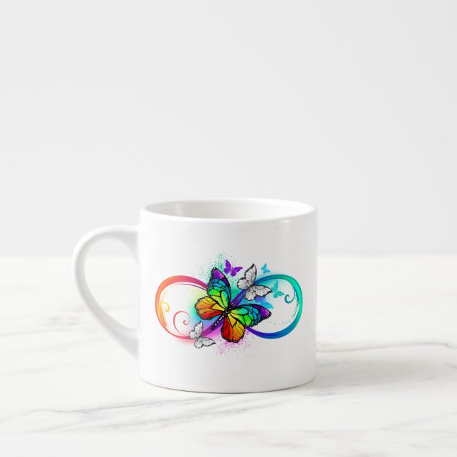 Tasse Expresso Bright infinity with rainbow butterfly (Gauche)